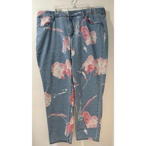 Chico’s girlfriend slim leg ankle 2.5 floral print jeans 14/32   #17-0447
